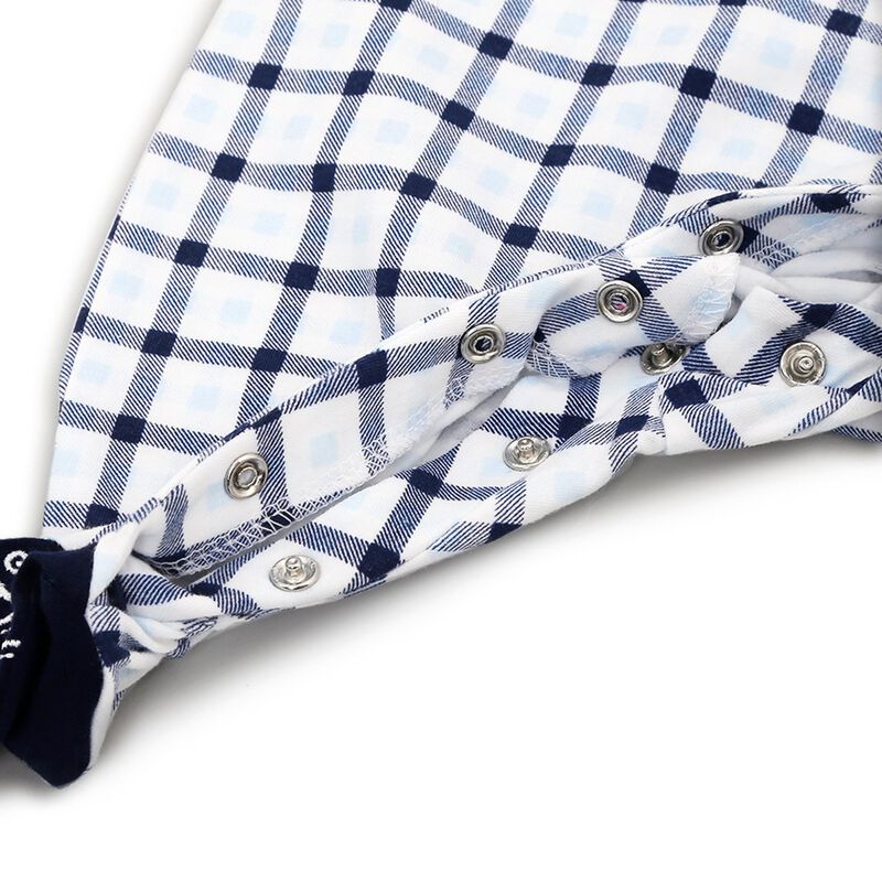 Boys White & Light Blue Leg Opening Baby Suit image number null